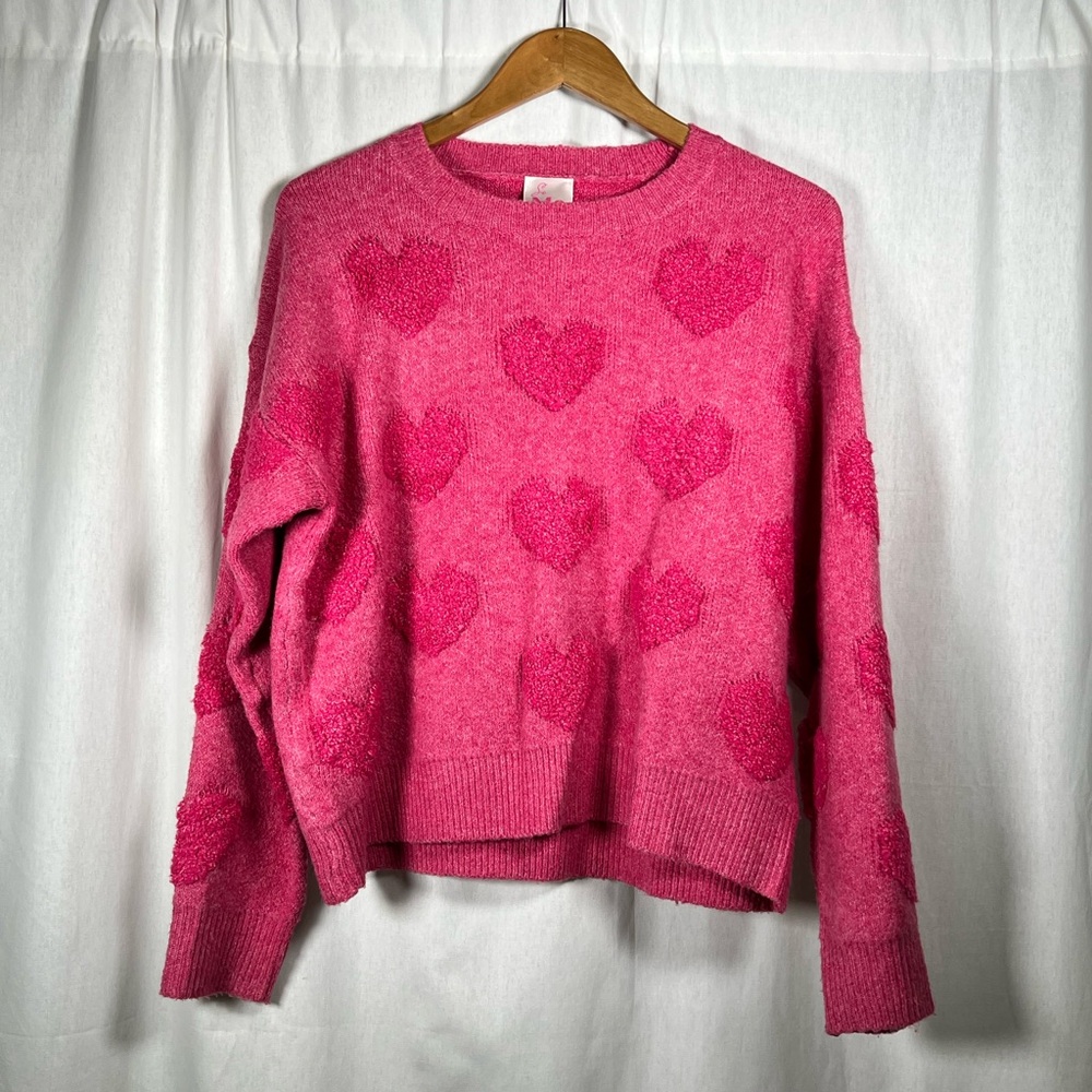 So Me Pink Heart Crew Neck Sweater